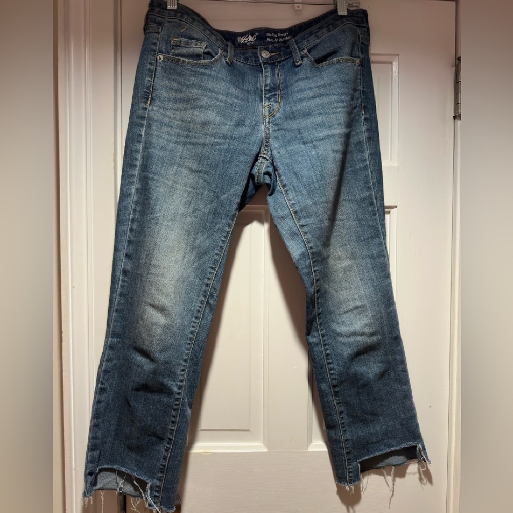 Mossimo Straight Leg Stretch Frayed Jeans